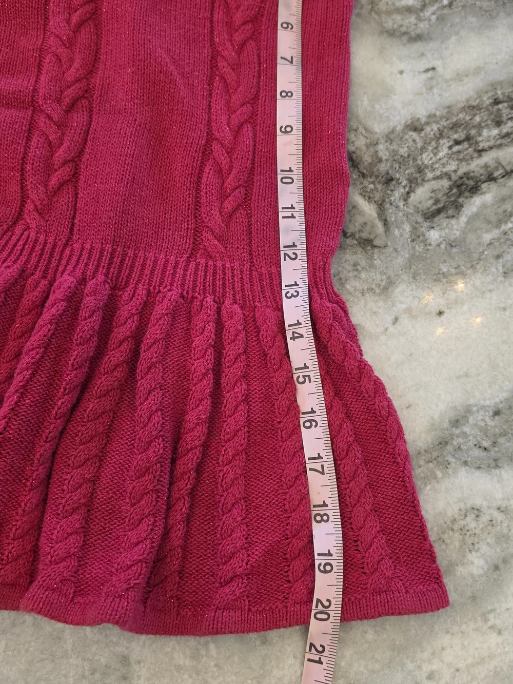 OshKosh B'gosh Bright Pink Cable-Knit Sleeveless Dress with Floral Accent